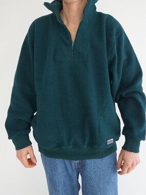 Mountain Gear Green Quarter Zip Fleece Pullover Long Sleeve Outdoor Casual XL